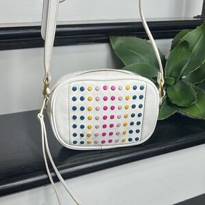 Fossil genuine leather like new crossbody shoulder handbag purse colorful dots